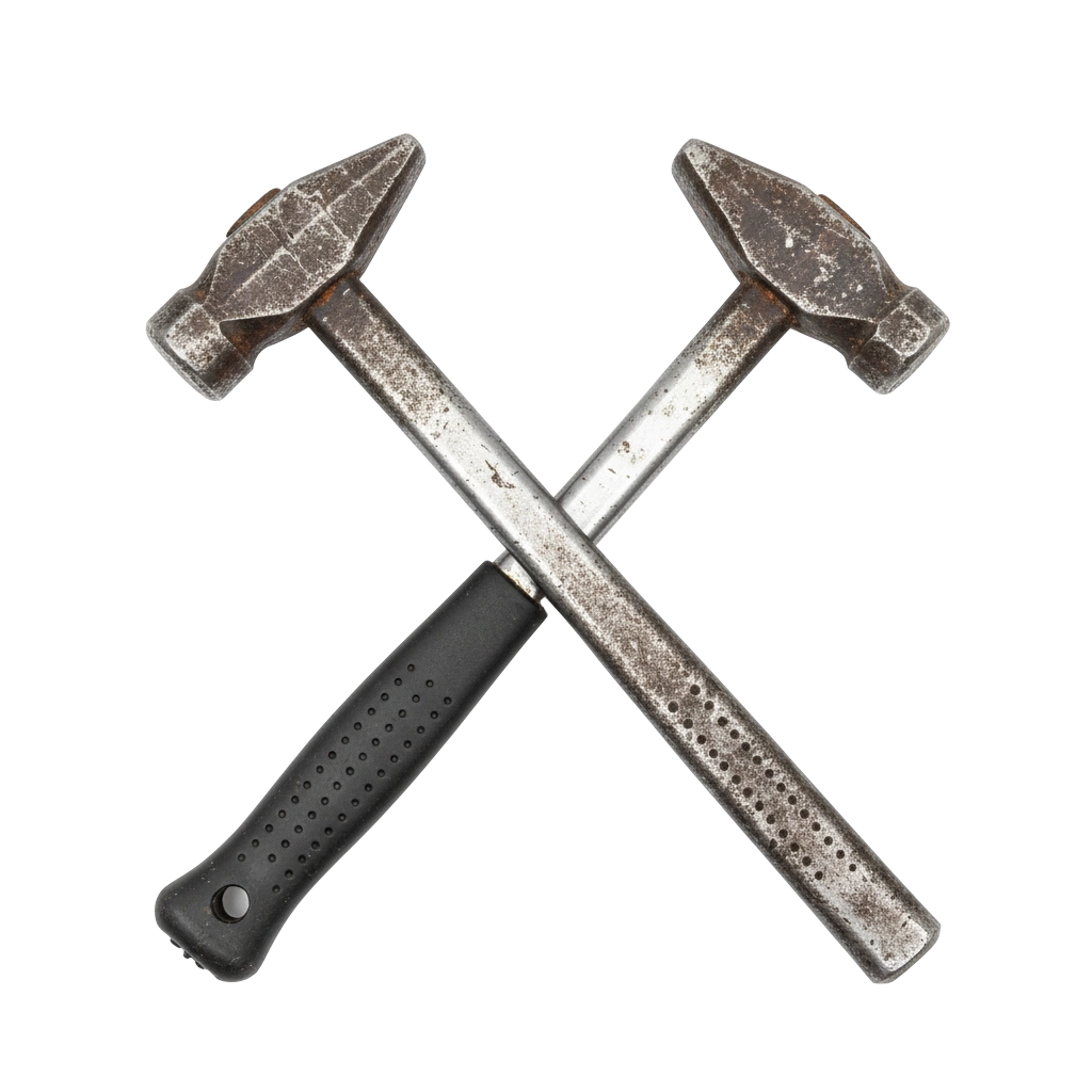 Crossed body hammer and dolly